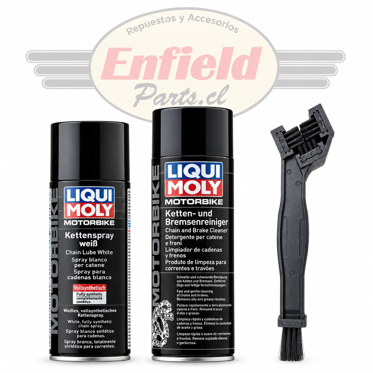 Limpiador Cadenas + Chain Lube White + Cepillo