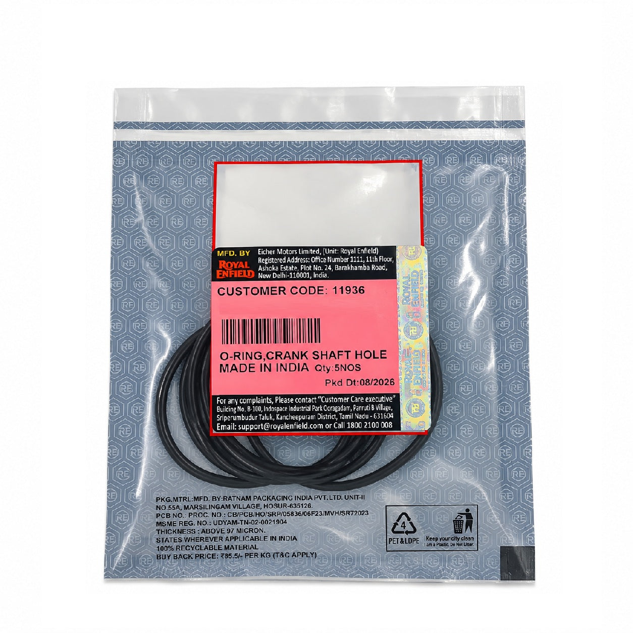 O´Ring Tapon Centro Estator 45/65