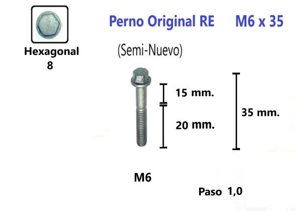 Perno Motor M6 x 35 #1 Original Royal Enfield Motor
