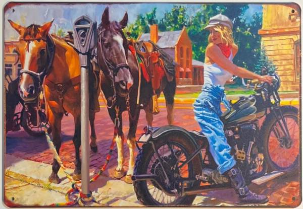 Letrero 20x30 Caballos y Moto Royal Enfield Letrero Decorativo