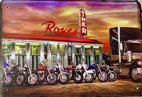Letrero 20x30 Diner Rosies Royal Enfield Letrero Decorativo