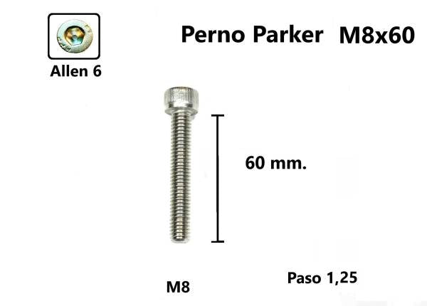 Perno Parker M8 x 60 #1 Unidad Royal Enfield Accesorios