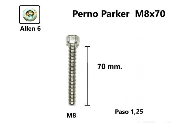 Perno Parker 8 x 70 #1 Unidad Royal Enfield Pernos y Chavetas