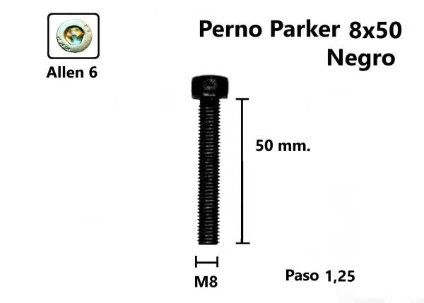 Perno Parker 8 x 50 #1 Negro Original Royal Enfield Royal Enfield Pernos y Chavetas