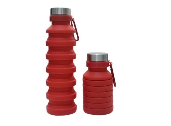 Botella Silicona Colapsable Roja Botellas Cintillos Gorros Botellas Agua Comprimibles