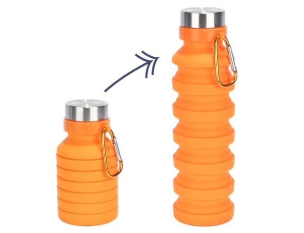 Botella Silicona Colapsable Orange Botellas Cintillos Gorros Botellas Agua Comprimibles