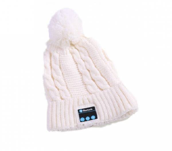 Gorro de Lana con Bluetooth  Blanco Pon Pon Botellas Cintillos Gorros Gorros Lana